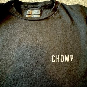 Chomp Black Long Sleeved crew neck t-shirt with design on back